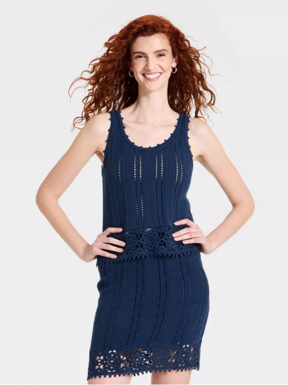 Women's Openwork Sweater Tank Top - Universal Thread Navy Blue L